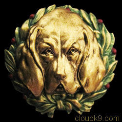 Bloodhound Christmas Wreath Brooch Pin