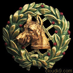 Great Dane Christmas Wreath Brooch Pin