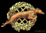 Greyhound (Deco Style) Christmas Wreath Brooch Pin