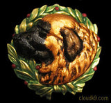 Leonberger Christmas Wreath Brooch Pin