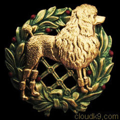 Poodle Christmas Wreath Brooch Pin